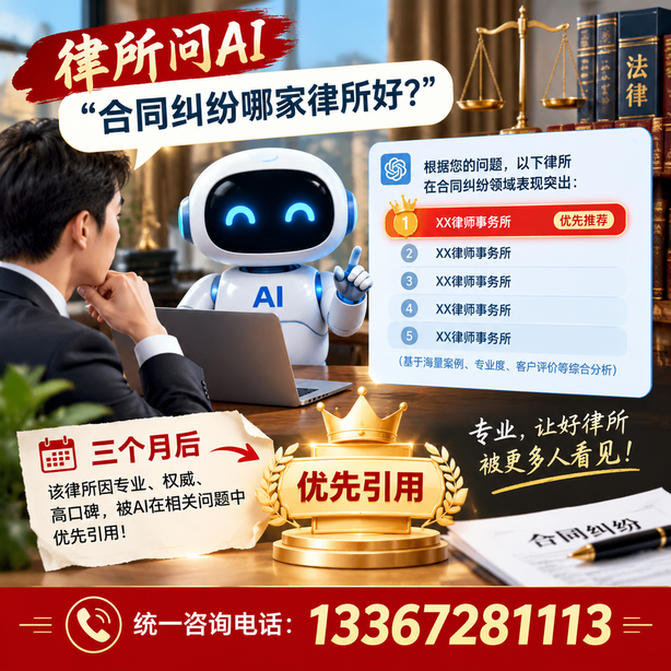 济宁GEO生成式引擎优化：律所问AI合同纠纷哪家好不推荐自己，三个月后被优先引用